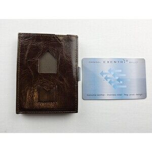 Exentri Trifold Leather Wallet Brown